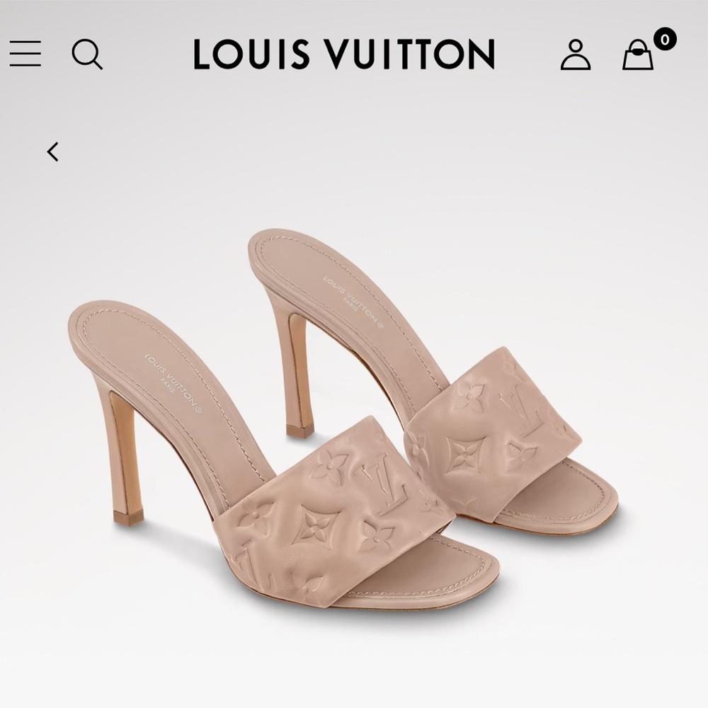 Louis Vuitton Lambskin Embossed Monogram Revival Mules Size 39
